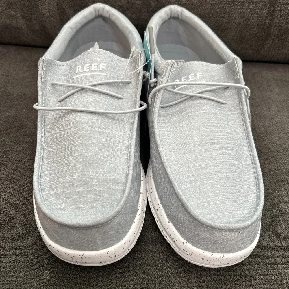 Reef Cushion Breakwater Men 9 Grey Boat Shoes Relaxed Fit Easy On Off New CJ4500